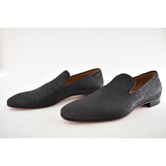 Christian Louboutin Mens Dandelion Flat Black Shantung Diams Dress Loafer 43 10 main image 4